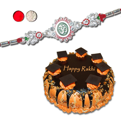 "Rakhi - SIL-6020 A  (Single Rakhi), chocolate cake - 1kg - Click here to View more details about this Product